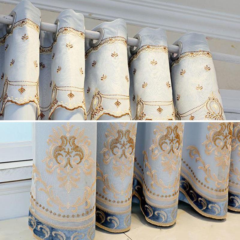 Cortinas Dupla Camada Cortinas Bordadas Quarto Casa Cortinas Blackout Sala de Estar com Varão de Cortina de Fio