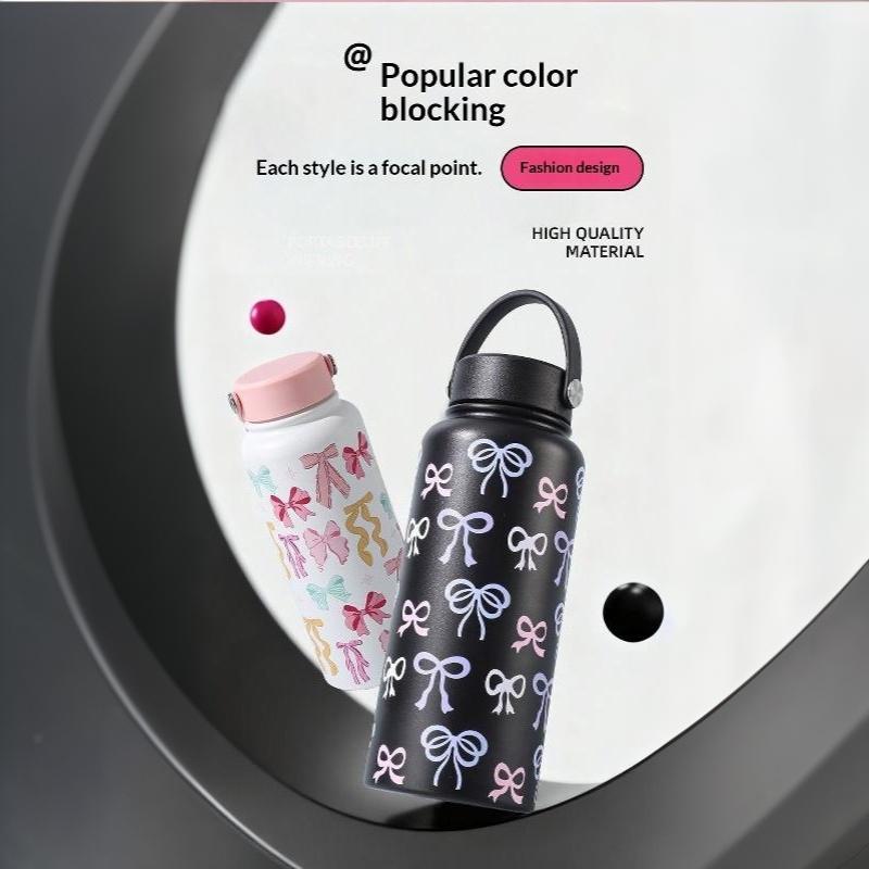 Insulated Water Bottle Floral Printed Stainless Steel Leak Proof Reusable for Office Women Girls Daily Drinking