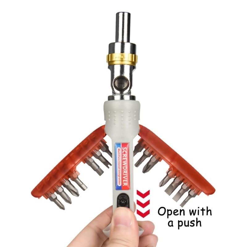 Professional 14 in 1 Ratchet Screwdriver Set, with Precise Interchangeable Bit Suitable for Household Maintenance Tasks