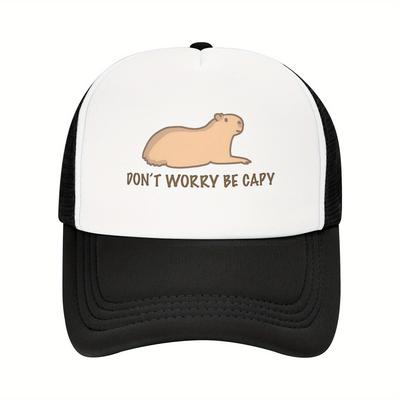 Dont Worry Be Capy Capybara Graphic Trucker Hat Breathable Mesh Baseball Cap Adjustable Casual for Adults
