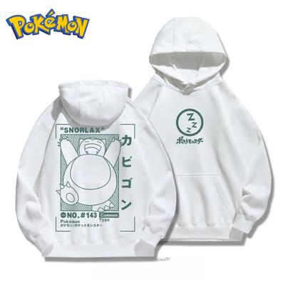 Moletom com Capuz de Algodão Estampado de Desenho Snorlax do Anime Pokémon para Homens e Mulheres Outono/Inverno Novo Harajuku Tamanho Grande Casual Suéter Top