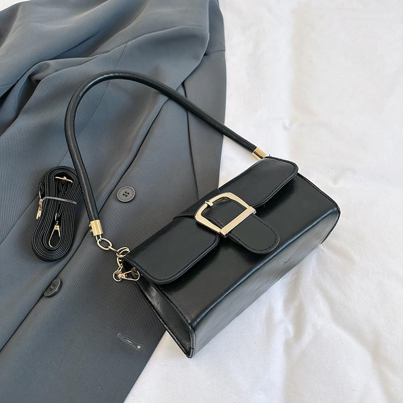 Stylish Pu Leather Small Square Bag For Women 2023 Trend Casual Street Style