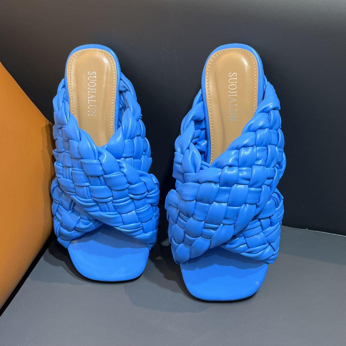 

Bailamos 2025 New Brand Flat Slippers Women Weave Slides Sandal Ladies Home Slippers Summer Outdoor Beach Open Toe Flip Flops M 36