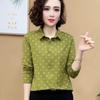 Springtime New Style Style with A Small Necked Shirt and Slim Top Lapel Polka Dot Long-sleeved Shirt