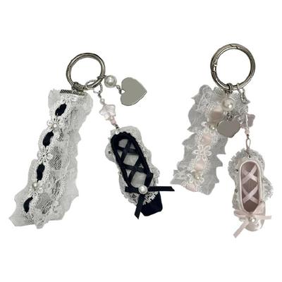 Dekorative Perlen Schlüsselanhänger Ballett Schuh Designs Spitze Accessoire für Handtaschen Damen
