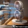 Dual-Head USB Mini Oscillating Desktop Fan with Digital Display for Home and Office