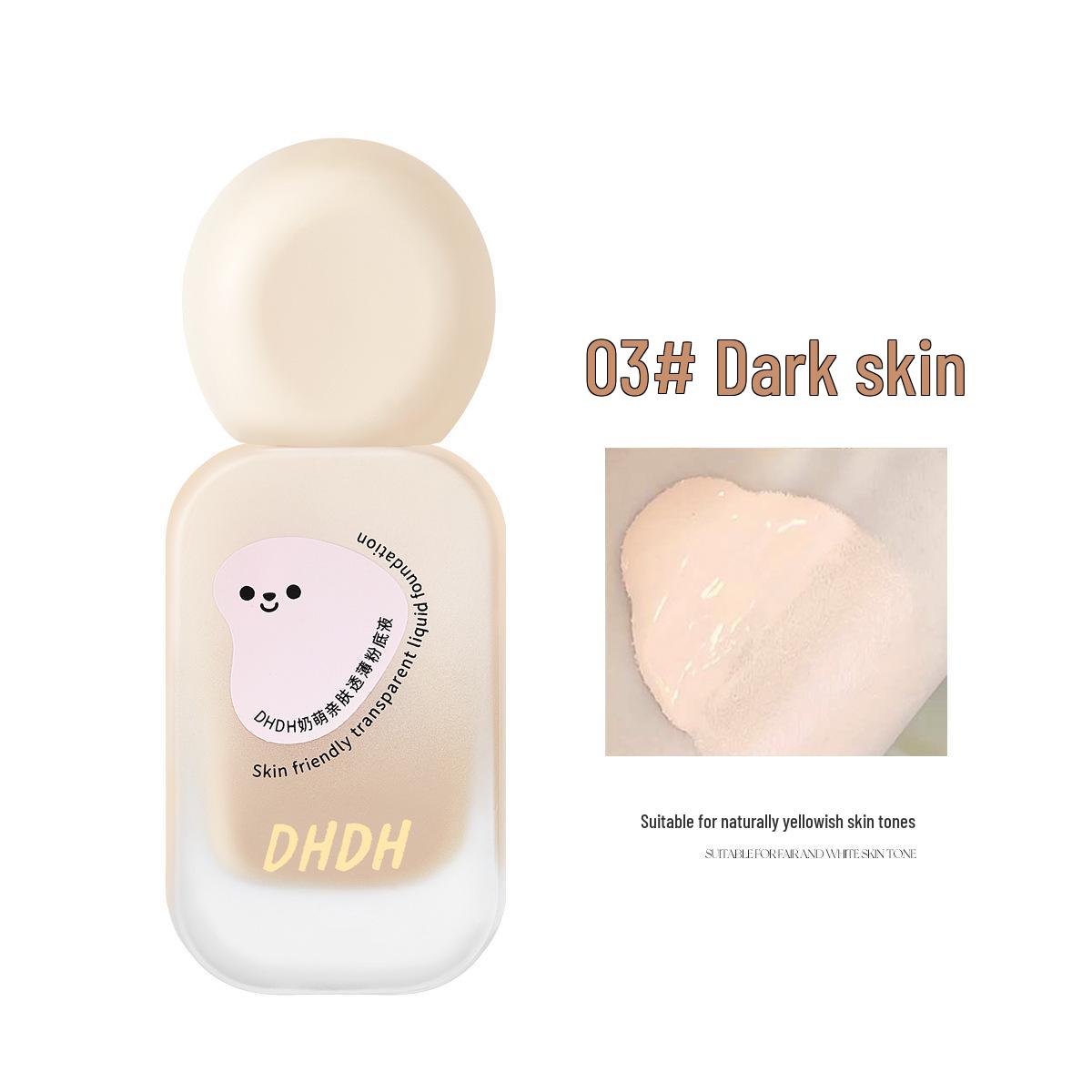 DHDH Milk Cute Translucent Thin Foundation Liquid: Long-Lasting, Brightening, Clear, Watery, Flawless, Skin-Friendly BB Cream for Women. 30ml
