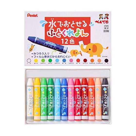 Pentel Crayon Washable Futokurayon GWM1-12 12 цветов