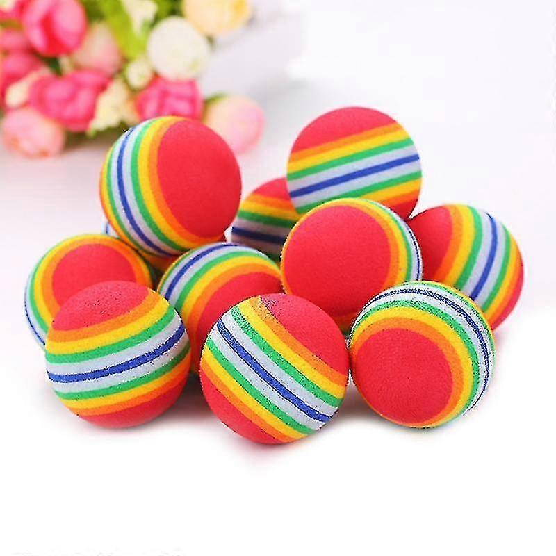 10 Pcs Interactive Cat Toys Ball Pet Supplies Play Chewing Rattle Scratch 3.5cm Rainbow Cat Toy Ball Training Attract Entertain