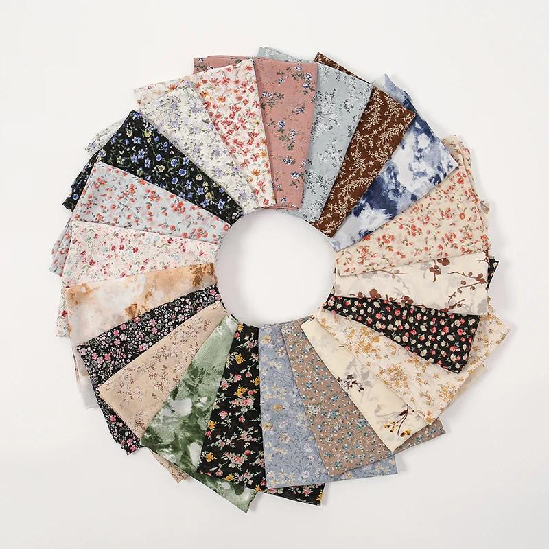 Floral Printed Bubble Chiffon Scarf Hijab Woman Muslim Hijab Long Shawl Maldives Women'S Headband Ramadan Islam Turban