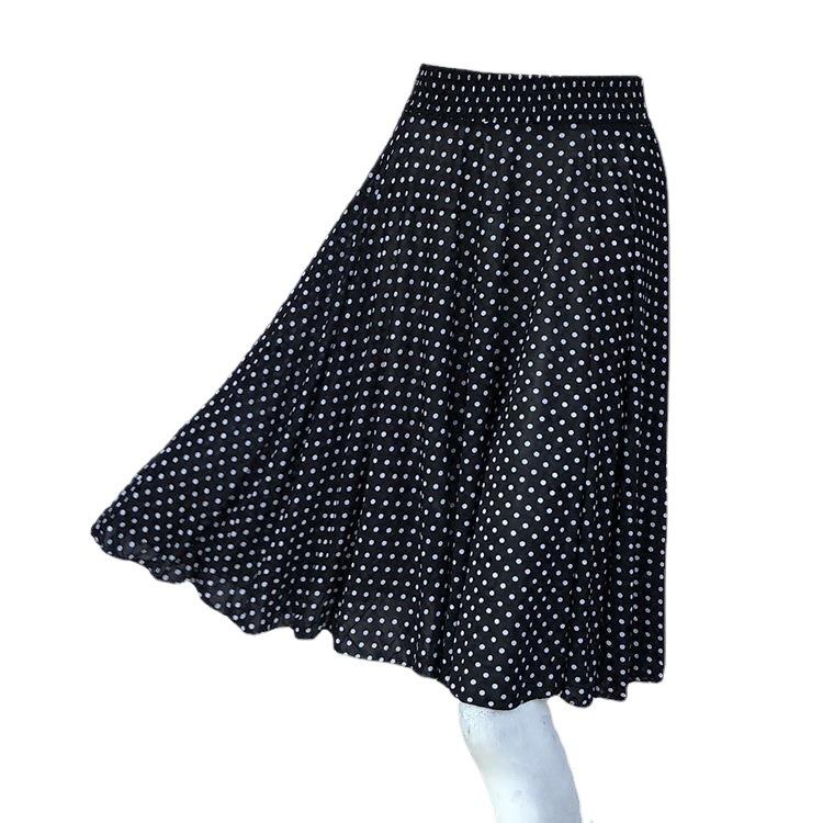 Floral Ice Silk Summer Midi Skirt with Elastic Waist for Middle-Aged & Elderly Women