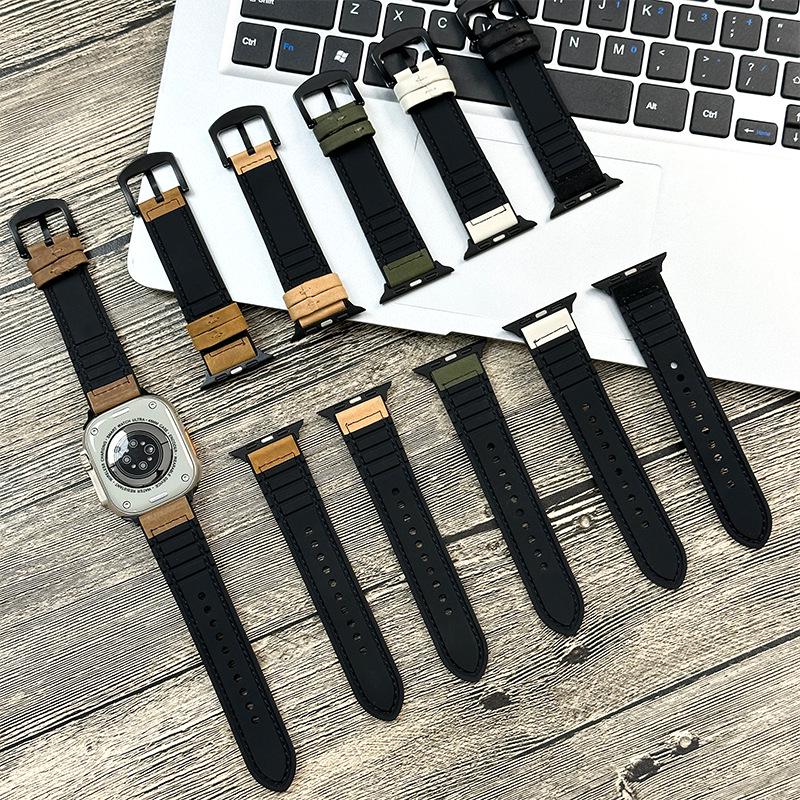 Versatile Leather Strap with Crazy Horse Pattern for Apple and Samsung Smartwatches