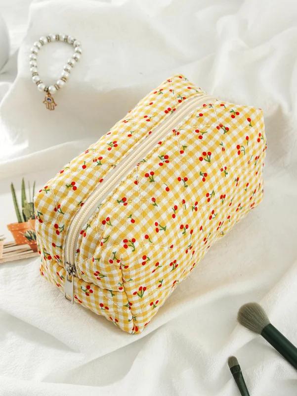Cherry Bow Makeup Pouch for Women Napkin Sanitary Pad Storage Bag Organizer Pouch for Tampons Teens Female Cosmetic Bags