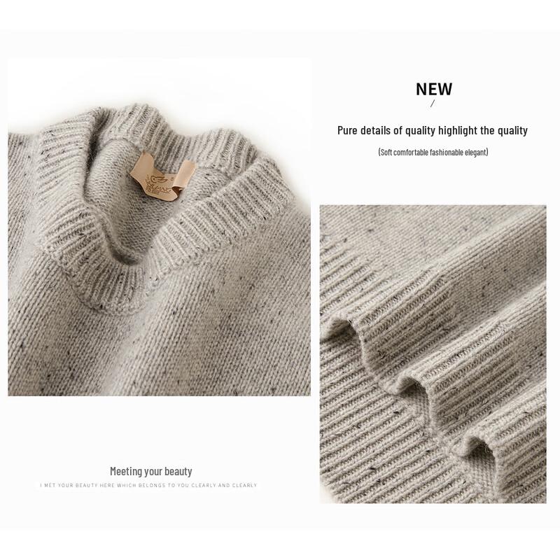 TUHUANG Women's Thick Pure Cashmere Round Neck Sweater