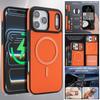 Luxury Business Carbon Fiber Leather Magnetic Magsafe Case For iPhone 17 16 15 14 13 12 Pro Max 16 Plus 17Air 17Pro Orange Cover