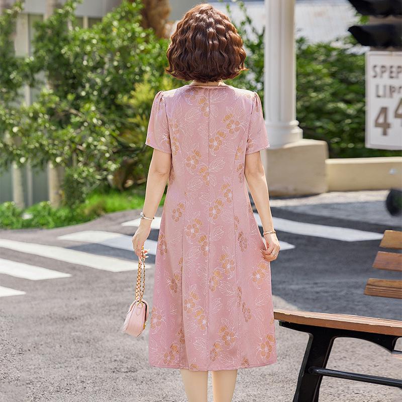2026 Summer Fashion Slimming Dress for Mom: Elegant Chinese Style for Middle-aged Women