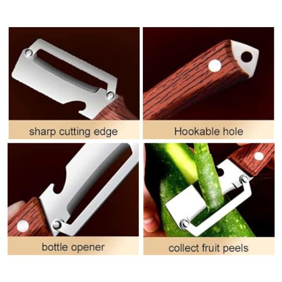 Gemüseschäler mit ergonomischem Griff 2-in-1 Flaschenöffner Rutschfester Küchenschäler Scharfe Breite Klinge Schnelles Schäler Werkzeug