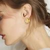 Trends Irregular Geometric  Shape Creole Stud Earrings Gold Color Stainless Steel Unusual Earrings For Woman Ear Creoles YMXE120