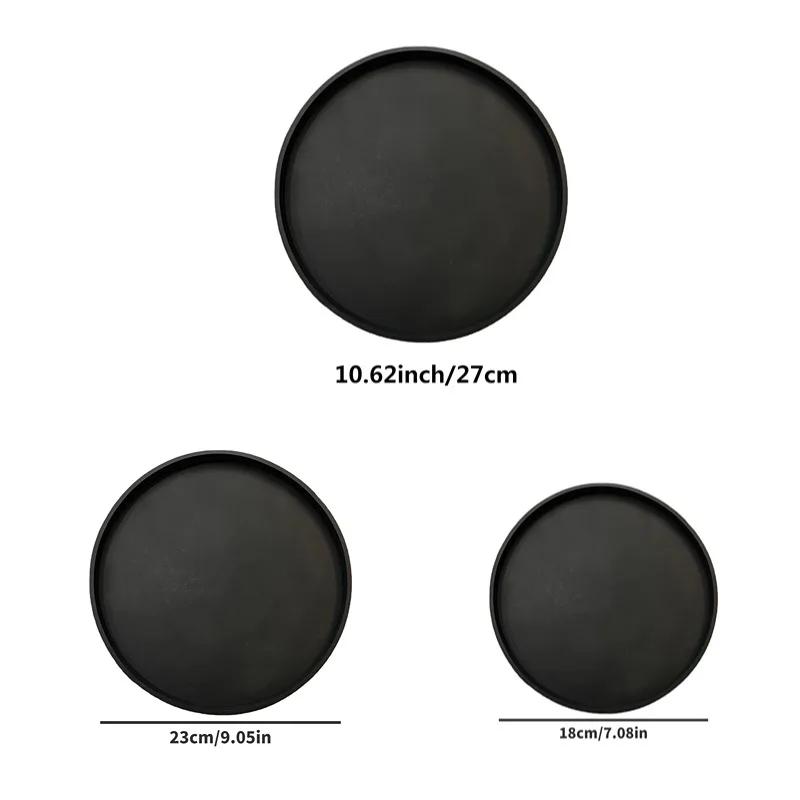 

A Round Bathroom Tray Decorative Dressing Table Tray Silicone Soap Rack Kitchen Countertop Storage Rack Coffee Table Decoration S чорний