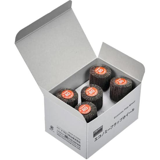 TRUSCO Economy Flap Shaft Diameter Outer Diameter 30mm X Width 25mm X Shaft Length of Wheel, 6mm, 35mm, #80 (Pack 5) EF3025-80