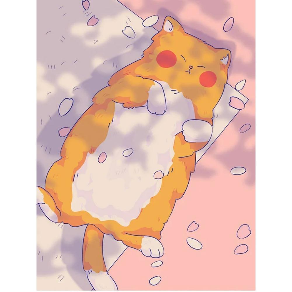 Diamond Painting Full Drill Watercolor Animal Round Diamond Painting Cartoon Scene Cat Diy Diamond Mosaic Painting Home Decoration