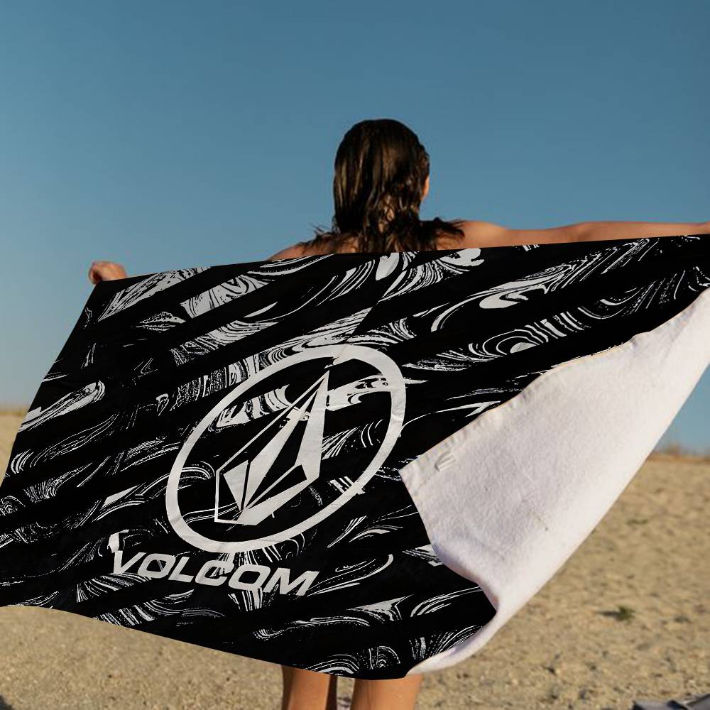 V-Volcom LOGO Coperta alla Moda in Microfibra Asciugatura Rapida Teli da Spiaggia Stampa Oversize Super Assorbente Coperta Telo Piscina
