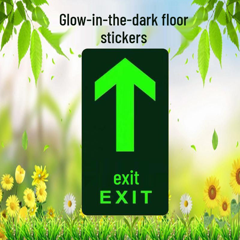 Safety Exit PVC Luminous Floor Sticker - Caution Slippery Steps & Fire Sign