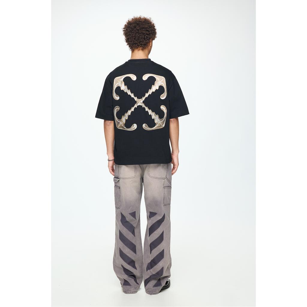 Off-White Liquid Metal Arrow Print Fashion Light Luxury Trendy Versatile T-Shirt Unisex T-Shirt OFFTEGSEA173Q