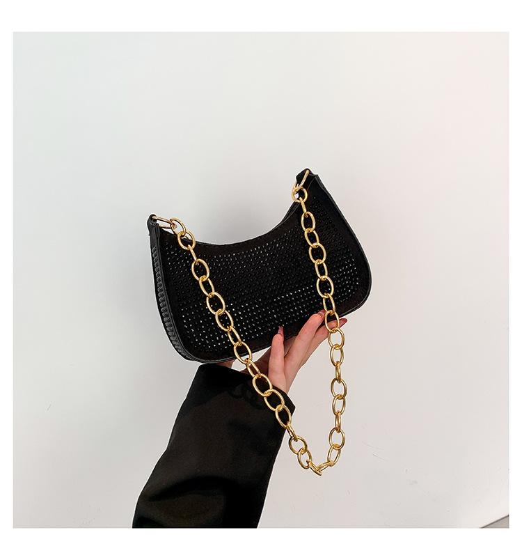 Trend Fashion Hot Diamond 2025 New Casual Autumn Texture Chain Single Shoulder Crossbody Armpit Small Square Bag Woman