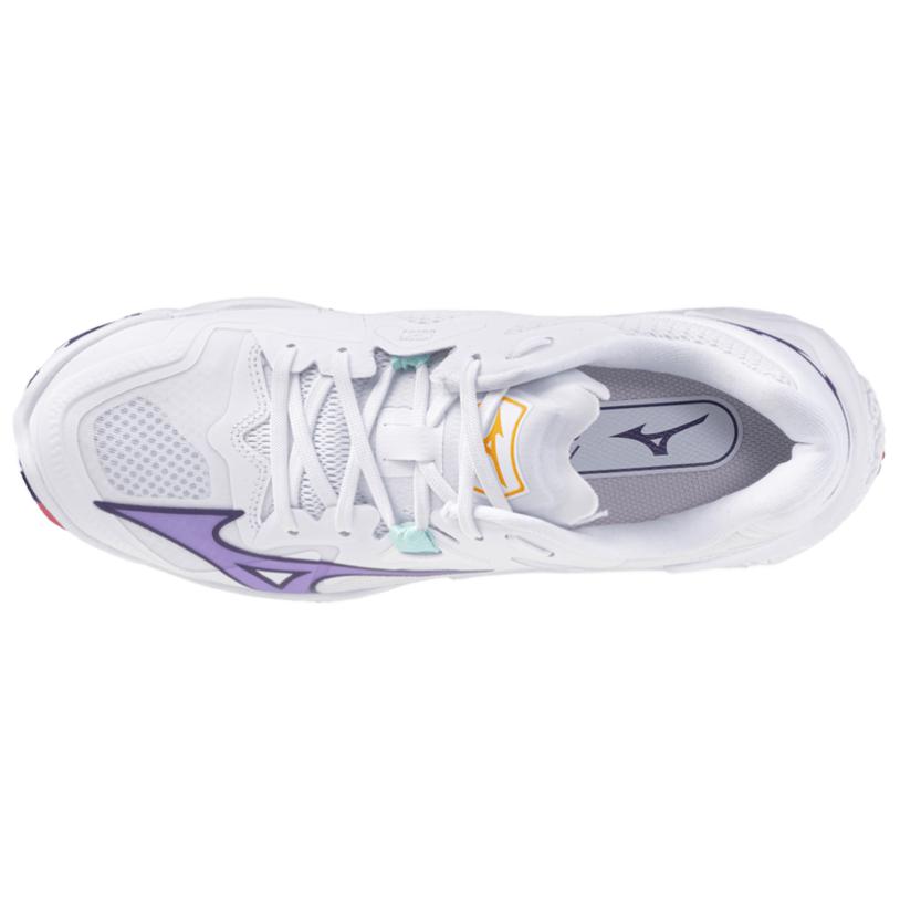 Mizuno Wave Lightning Z8 White Violet Indigo Camellia Rose Unisex Volleyball Shoes SKU: V1GC240020