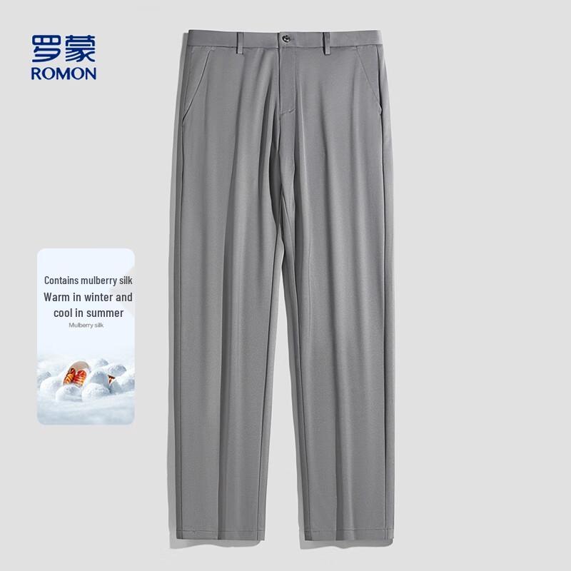 

Luomeng Men s Ice Silk Silk Blend Straight-Leg Casual Trousers 29