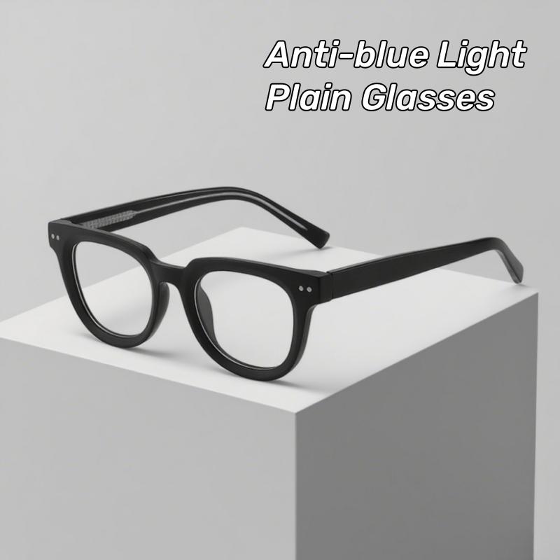 Vintage Large Frame Plain Glasses Fashionable Square Frames Premium Feeling Simple HD Anti-Blue Light Glasses Eye Protection