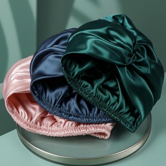 Damen Satin Haarnetz für die Nacht Verstellbar Elastisch Seidenzöpfe Langes Lockiges Haar Wickel Einfarbige Atmungsaktive Haarpflege Nachtmütze