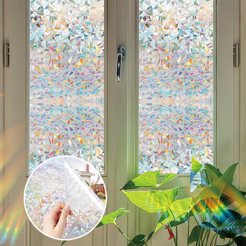 Colorful Crescent Glass Window Privacy Film Non Adhesive Electrostatic Adhesive Sunshade Window Film Thermal Home Decoration