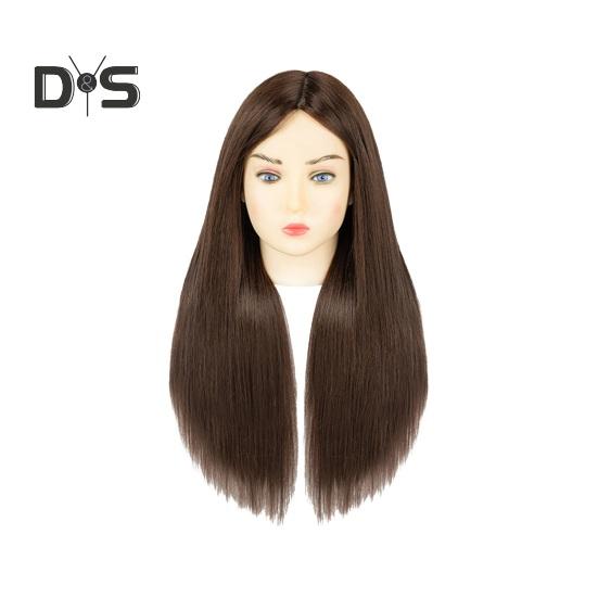Mannequin Head with Real Hair Hairdresser Braiding Hair Styling Training Manikin Cosmetology Doll Head Brown Golden Long Hair Hairdressing Makeup
