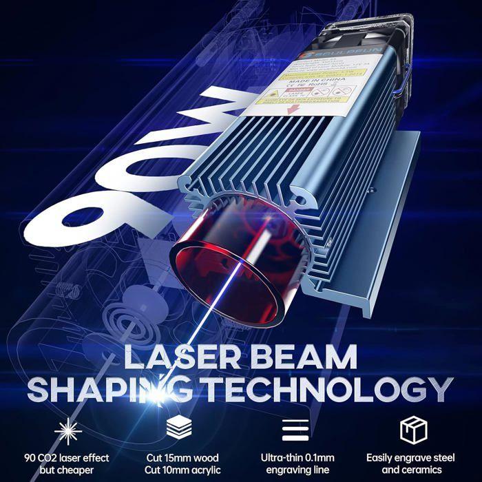 Graveur laser - SCULPFUN - S9 - 90W - Découpe bois 15 mm - 410 x 420 mm