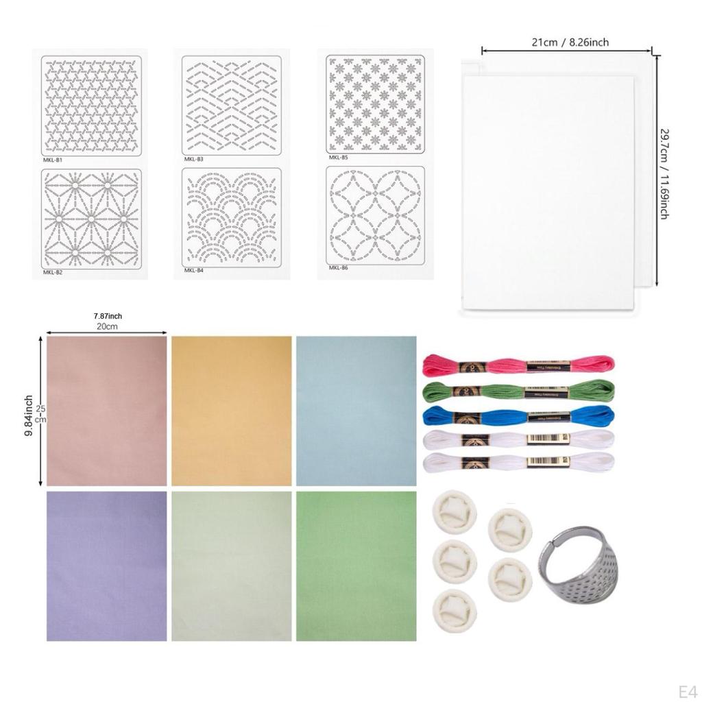 Sashiko DIY Kit Sewing Set Thread Xmas Tree Embroidery Water Soluble Template for Traditional