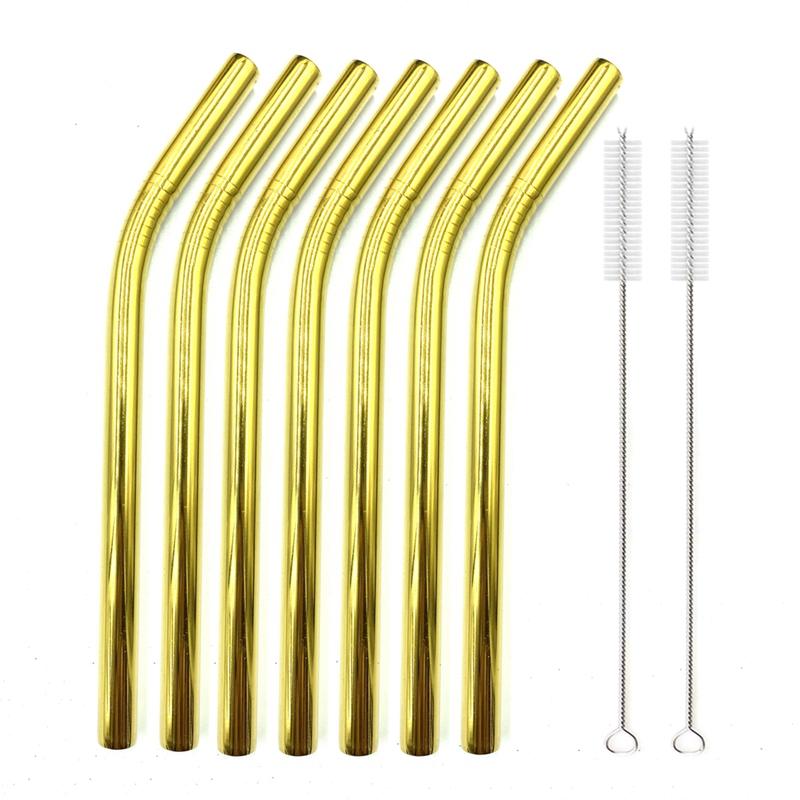 7 Colors 8.5" Wide Metal Drinking Straw 304 Stainless Steel Straws Set Reusable Boba Straw for Bubble Tea Milk Bar Accessory