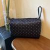 Polka Dot Twill Fabric Cosmetic Bag Large Capacity Zipper Closure For Travel Daily Toiletry Storage