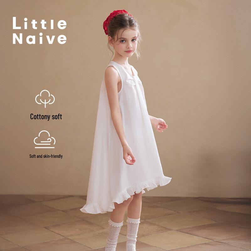 Little Naive Girls  Ruffle Hem Sleeveless Cotton Dress 150