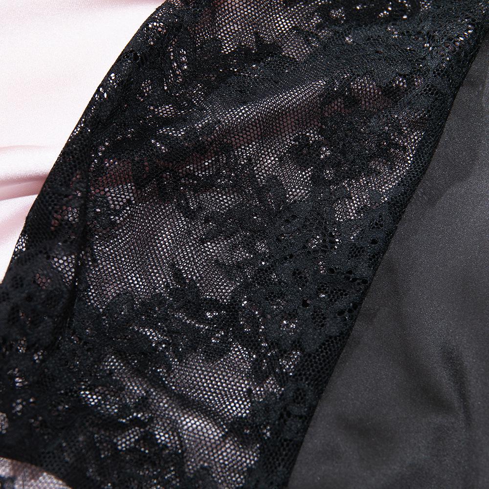 European and American Cross-Border Black Lace Satin Camisole: Sexy, Strappy, Body-Shaping, Slimming Nightgown.
