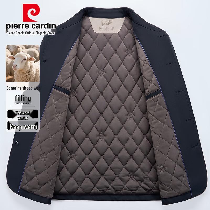 Pierre Cardin Men's Thickened Wool-Blend Collar Jacket
