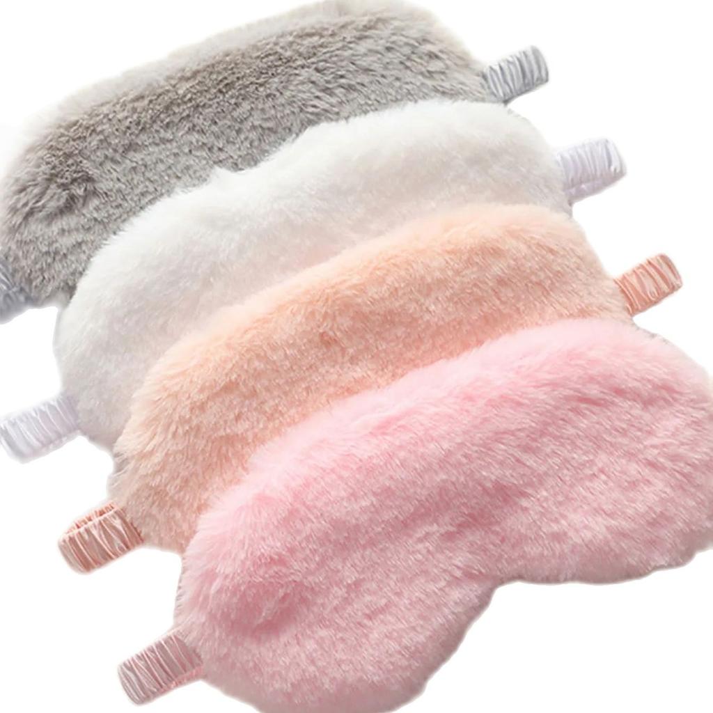 1PC - Cute Plush Imitation Silk Eye Mask - Random Colors