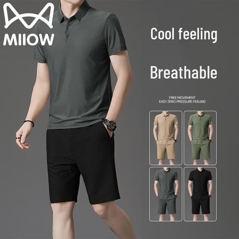 MIIOW Men's Summer Casual Polo & Shorts Set