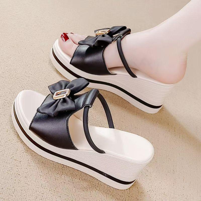 Summer new slope heel cool slippers sandals non-slip heightened thick-soled casual outer slippers