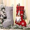 1pc Festive Christmas Stocking with Plaid Trim Cartoon Gnome Design, Perfect for Tree Fireplace Decorations