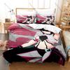 Cool Juri Han Purple Spider Outfit Twin Bun Pink Eyepatch Duvet Cover + 2 Pillowcases Capcom Fighting Game Bed Linen