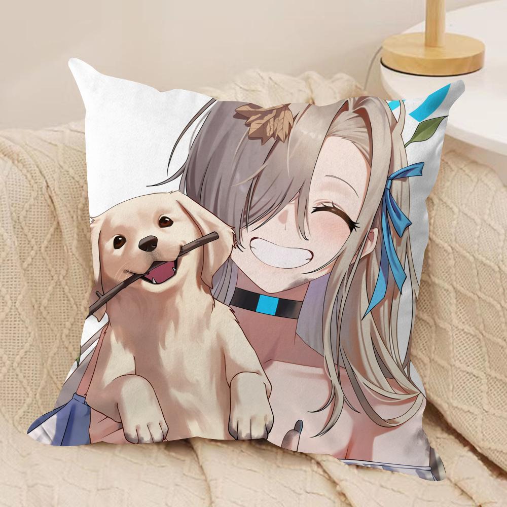 I-Ichinose Asuna Blue A-Archive Cushion Cover Silky Short Plush Invisible Zipper Dustproof Sofa Pillow Case For Home Decor
