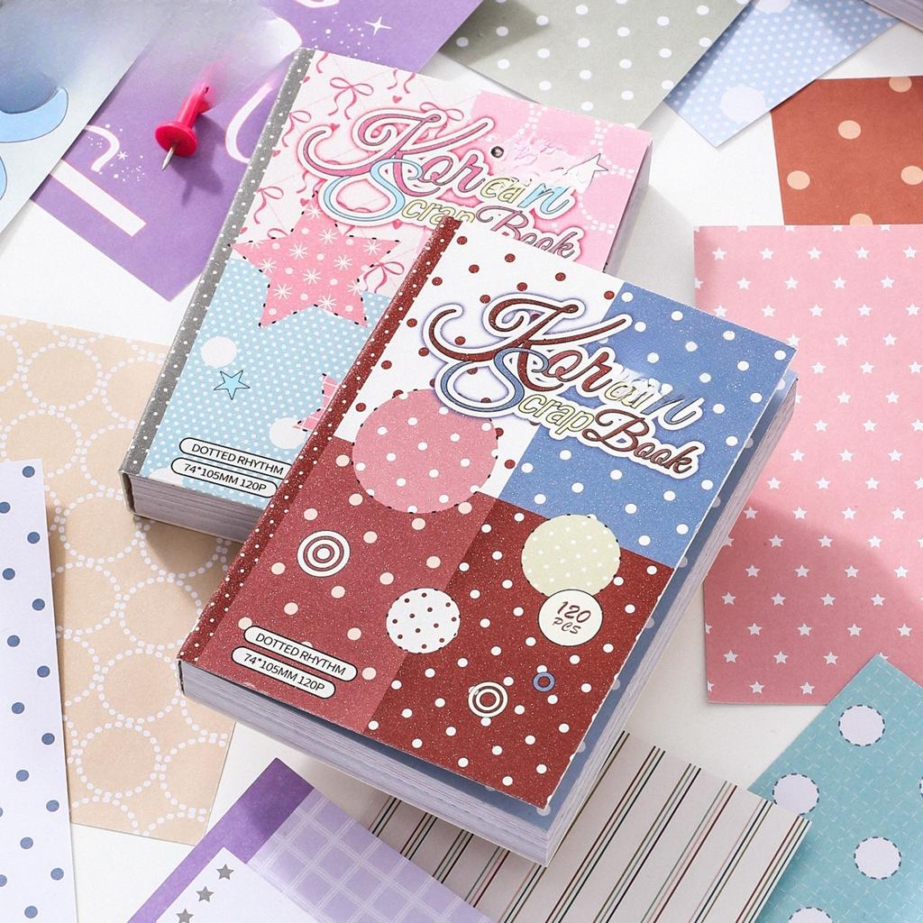 120 Sheets Per Pack Scrapbook Paper Korean-Style M5 Series Minimalist Color-Themed Planner Collage Backgrounds
