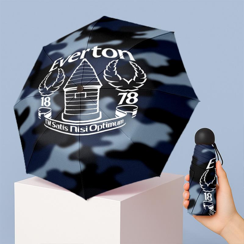 Everton Football Pattern Printed Mini 5 Folds 8 Ribs Compact Umbrella Windproof Waterproof Lightweight Portable Folding